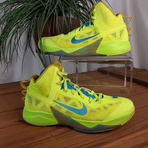 Nike "Huperfuse" 2013 Size 11 Volt / Vivid Blue / Gold trim. High Tops